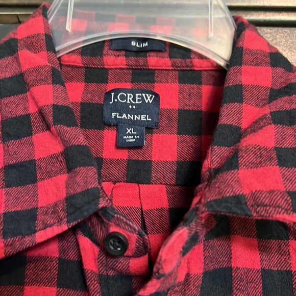 J. Crew Men's Red & Black Buffalo Check Oxford Slim Fit Button Up Shirt Size XL - Picture 2 of 4